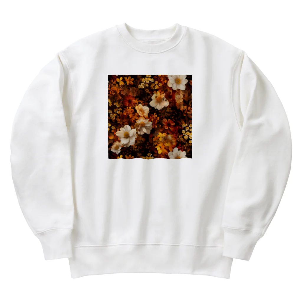 オンラインショップイエローリーフの綺麗な白と黄色い花 Heavyweight Crew Neck Sweatshirt