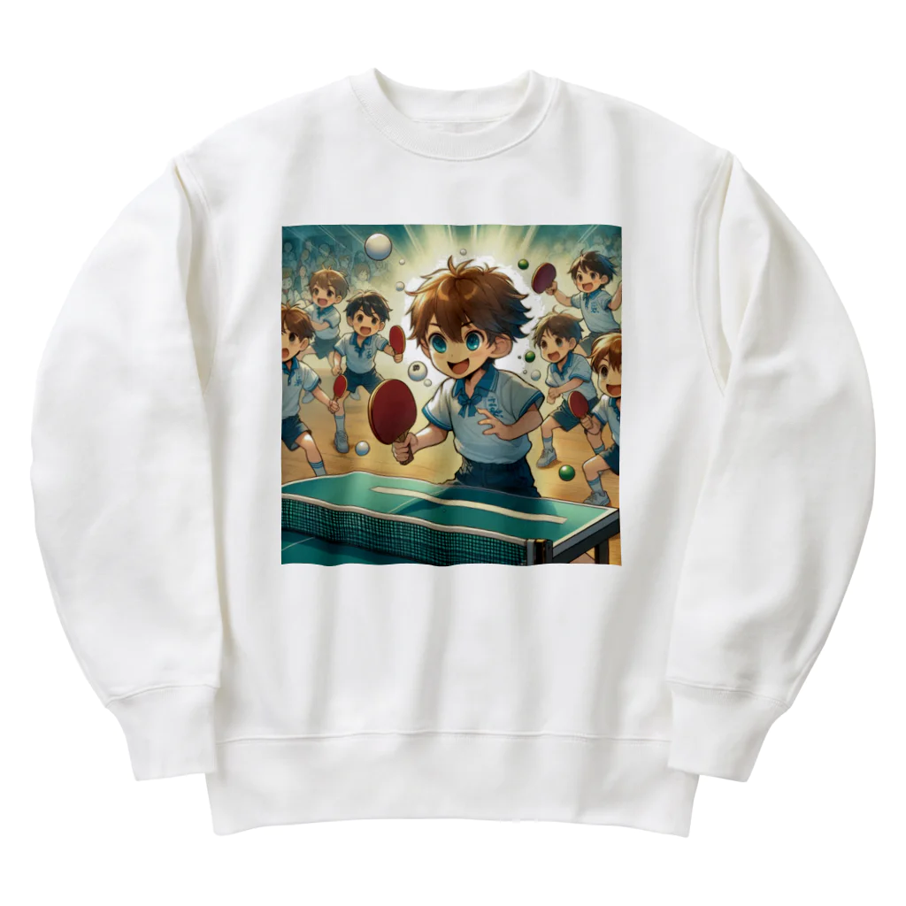 可愛い男の子イラスト販売所　By,keicyanの男の子　中学1年生　卓球部 Heavyweight Crew Neck Sweatshirt