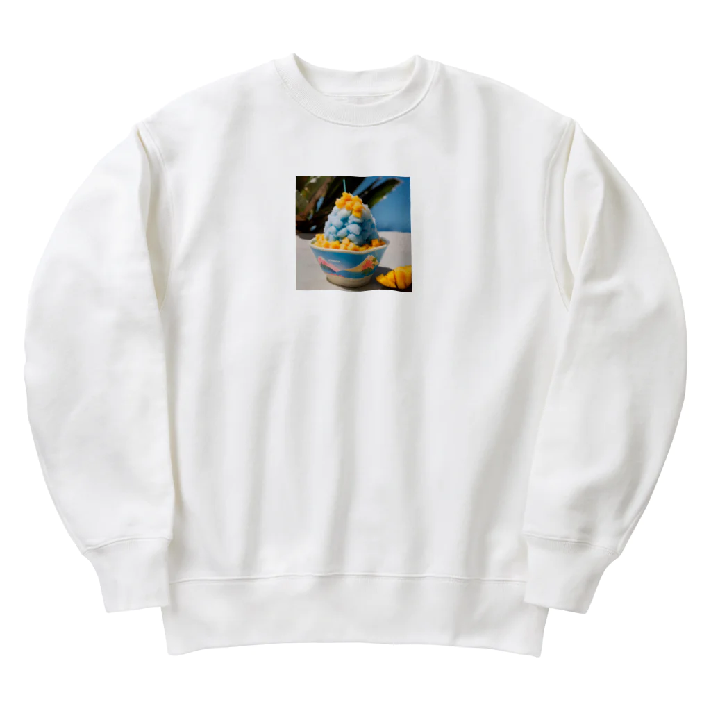 かるるんショップのかき氷シリーズ　ブルーハワイとマンゴー Heavyweight Crew Neck Sweatshirt