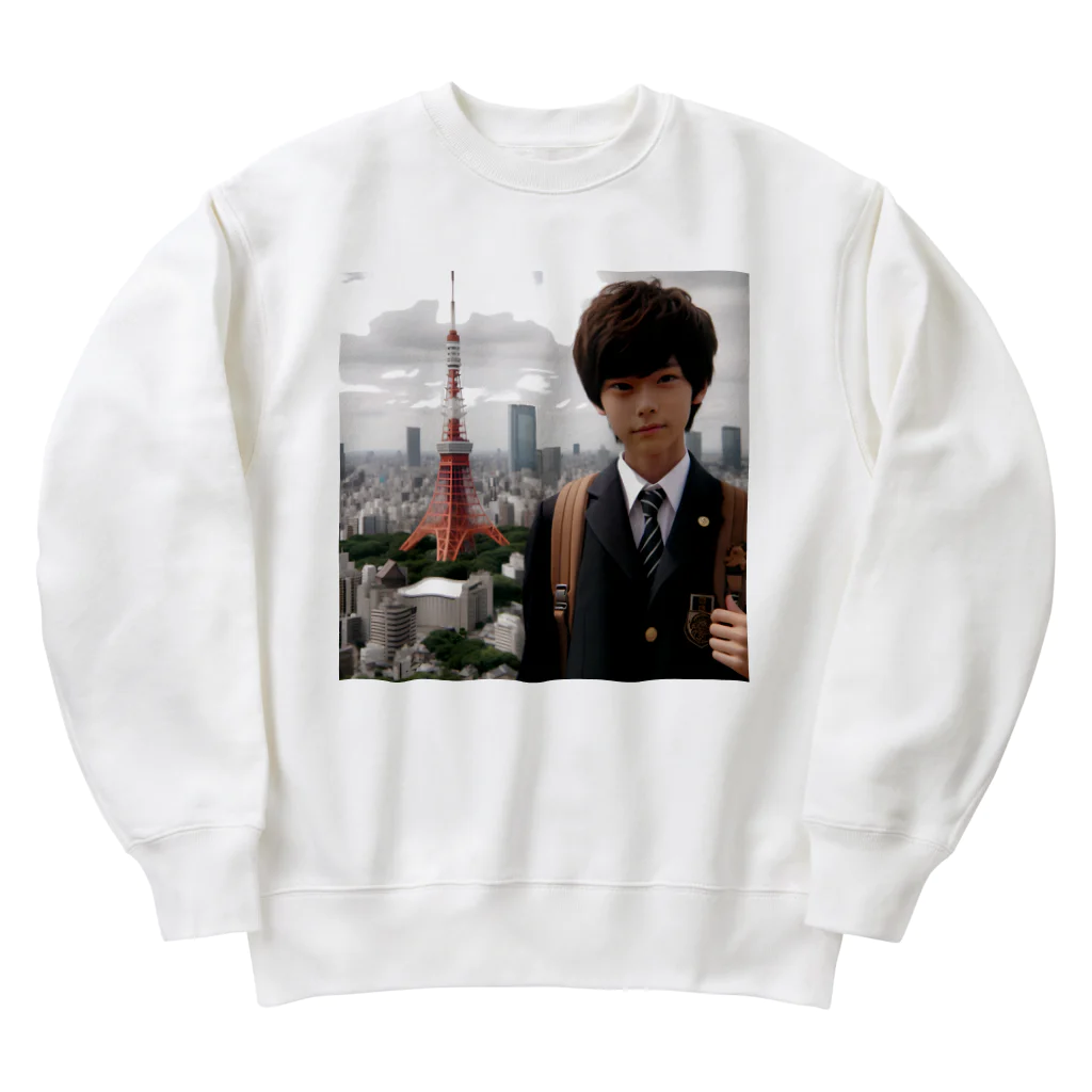 可愛い男の子イラスト販売所　By,keicyanの男の子　中学1年生　タワーバッグに Heavyweight Crew Neck Sweatshirt