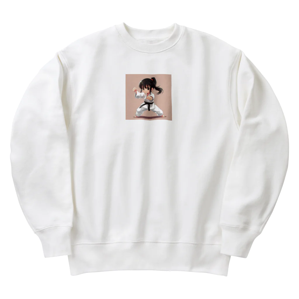 波にのるくまたんショップ62号店81番通りの空手をしている女の子 Heavyweight Crew Neck Sweatshirt