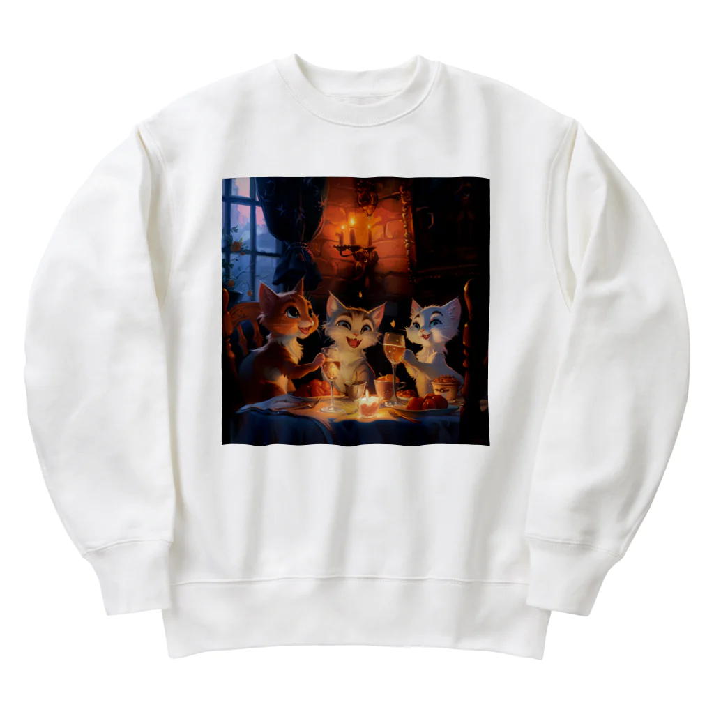 AQUAMETAVERSEのネコの楽しいディナーニャン　Tomoe bb 2712 Heavyweight Crew Neck Sweatshirt