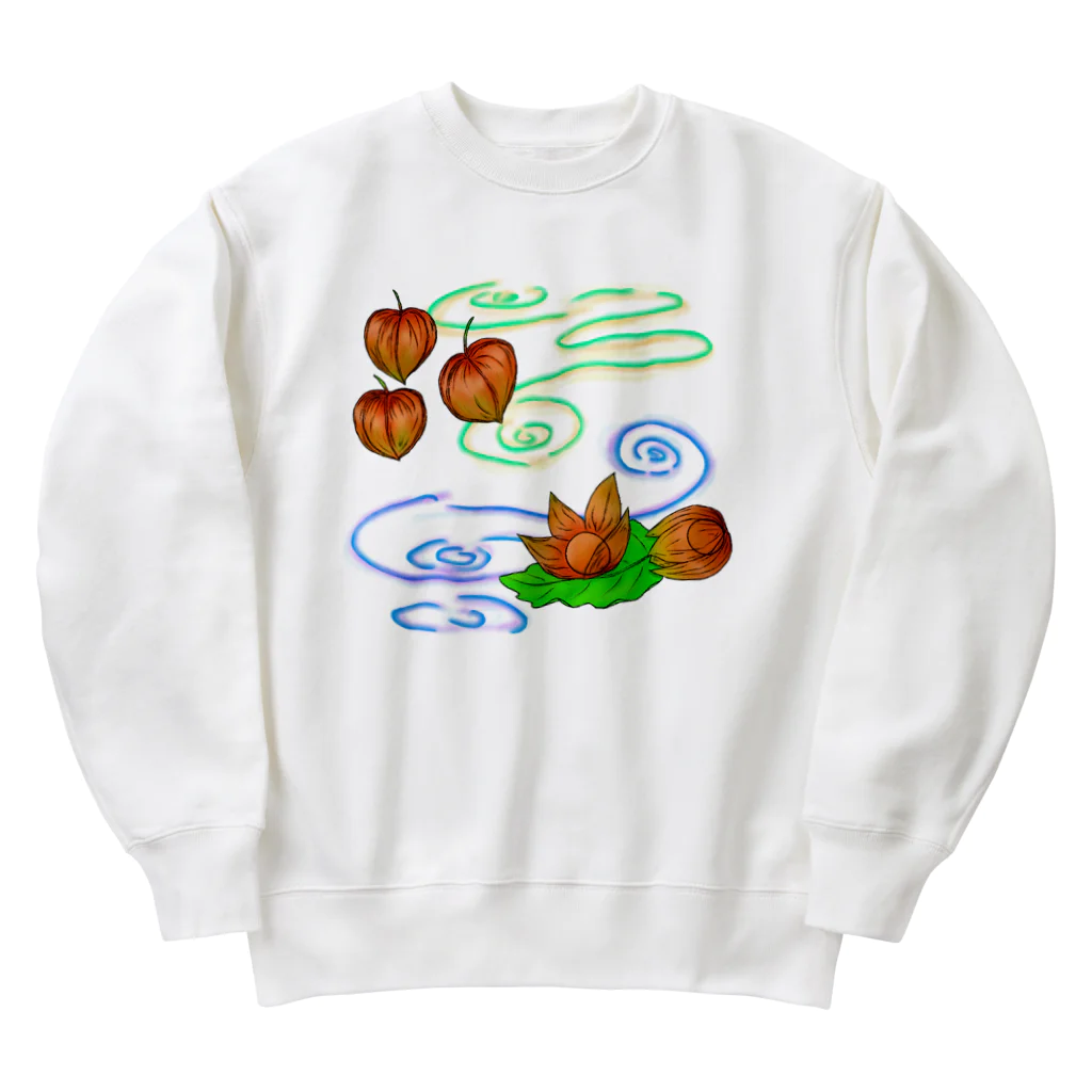 Lily bird（リリーバード）のホオズキ 水紋背景（和柄） Heavyweight Crew Neck Sweatshirt