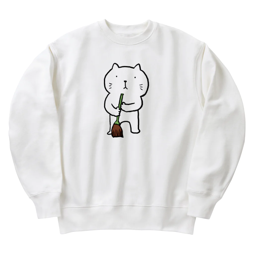 ウチウジンマンダラのねこ管理人掃除中 Heavyweight Crew Neck Sweatshirt