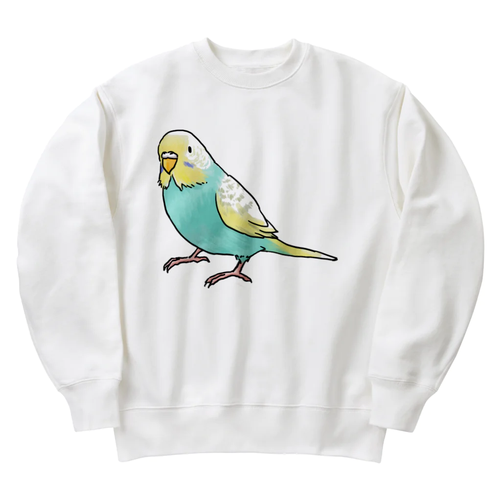 まめるりはことりのごきげんセキセイインコ【まめるりはことり】 Heavyweight Crew Neck Sweatshirt