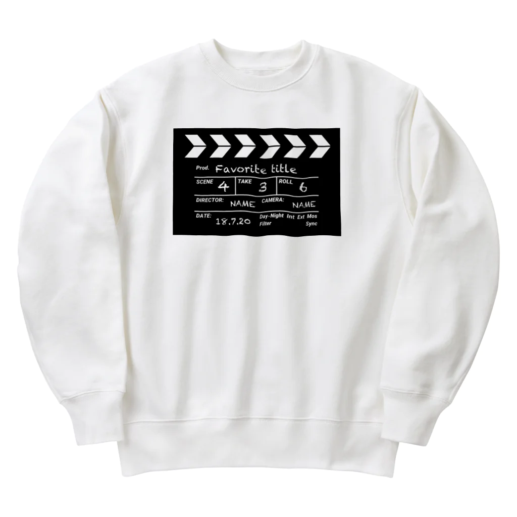 なでしこ@デザインの映画撮影 カチンコ Heavyweight Crew Neck Sweatshirt