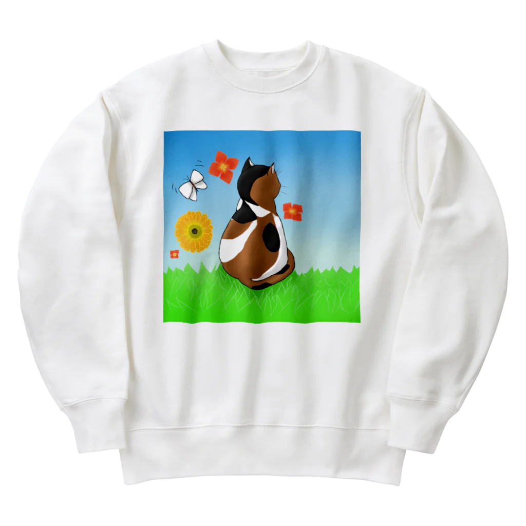 Lily bird（リリーバード）の野原の三毛猫さん Heavyweight Crew Neck Sweatshirt