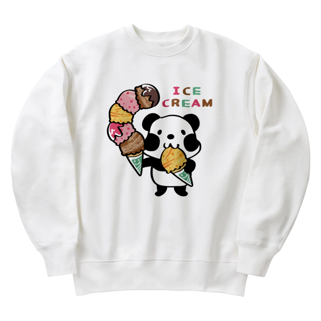 イラスト MONYAAT のCT54ズレぱんだちゃん　アイスを食べよう_bs Heavyweight Crew Neck Sweatshirt