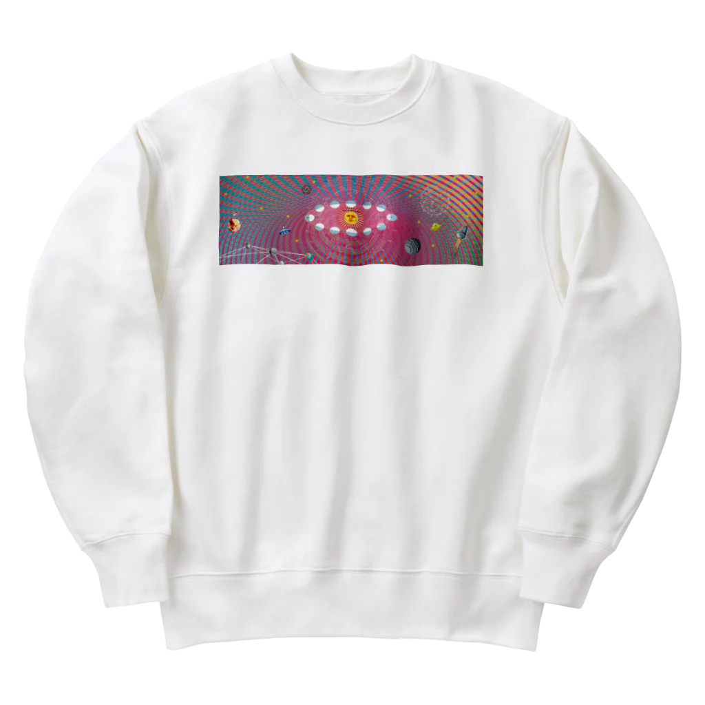 NAZONAZO-Storeのレトロ・ユニバースIIグラス（全面）1 Heavyweight Crew Neck Sweatshirt