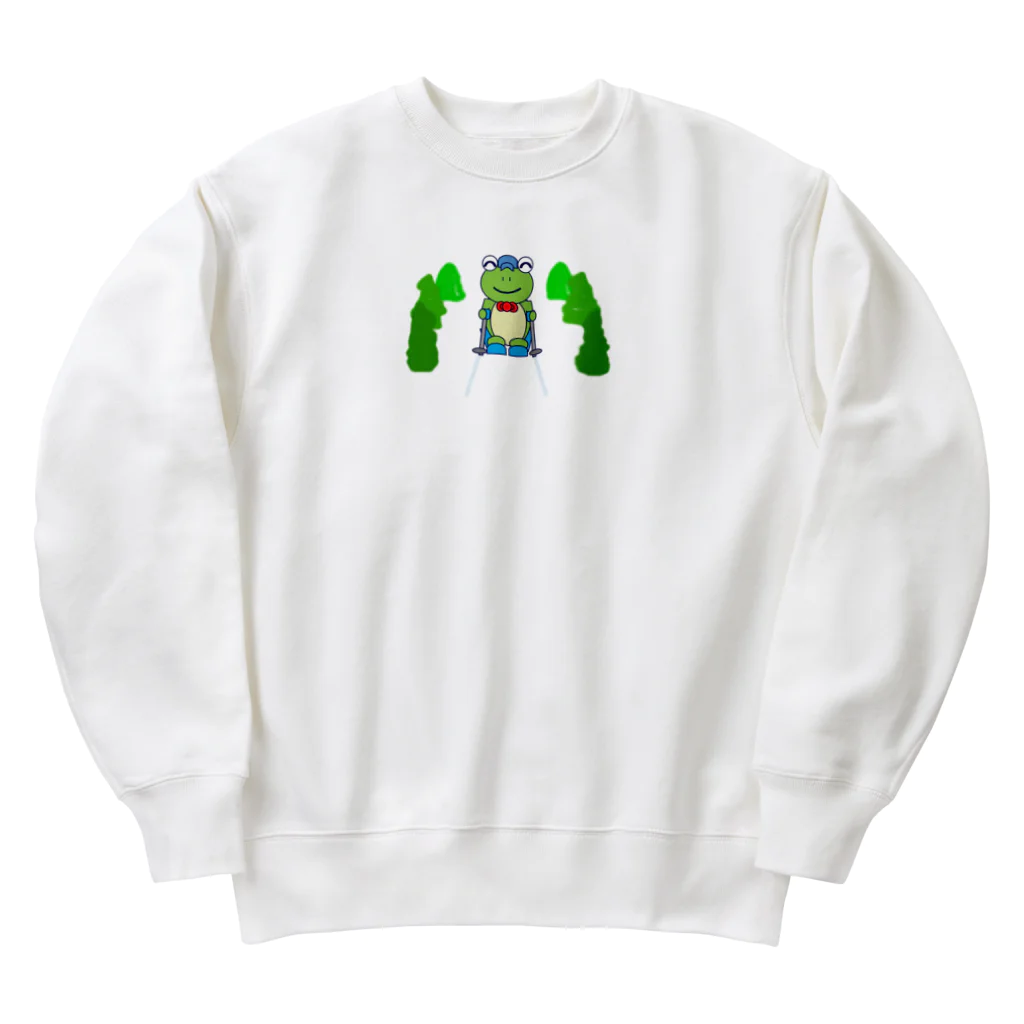 🐸かえるさんと仲間たち🐸のスキーとかえるさん Heavyweight Crew Neck Sweatshirt