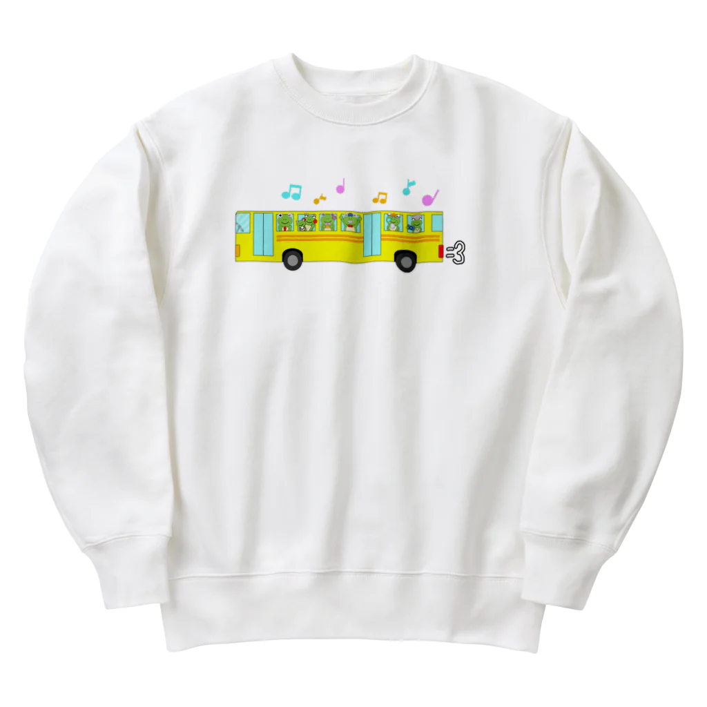 🐸かえるさんと仲間たち🐸のバス旅行のかえるさん家族 Heavyweight Crew Neck Sweatshirt