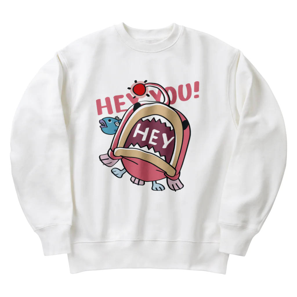 イラスト MONYAAT のHEY YOU!*釣れたかもA* Heavyweight Crew Neck Sweatshirt