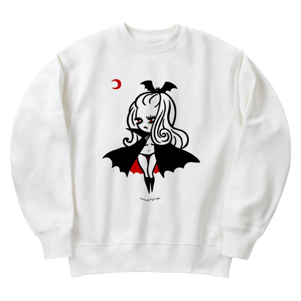 Mizna Wadaの月夜のヴァンパイアガール - ライトカラー向け Heavyweight Crew Neck Sweatshirt