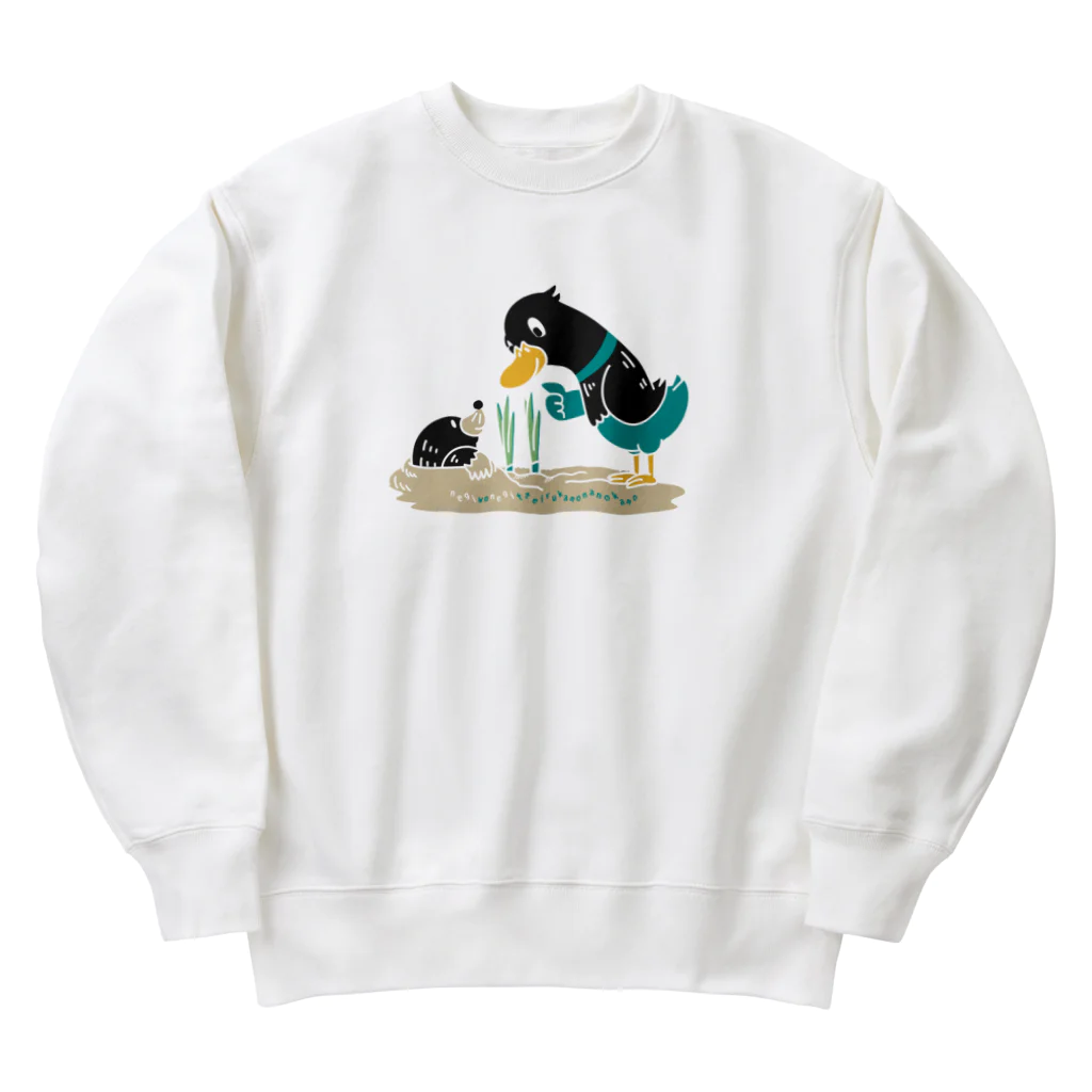 イラスト MONYAAT のねぎってる鴨カモ BM 白フチなし  Heavyweight Crew Neck Sweatshirt