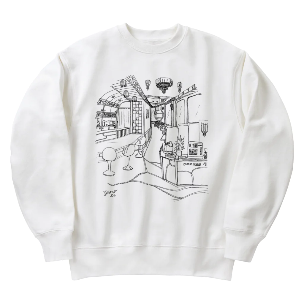 気ままに創作　よろず堂のレトロ純喫茶　黒 Heavyweight Crew Neck Sweatshirt