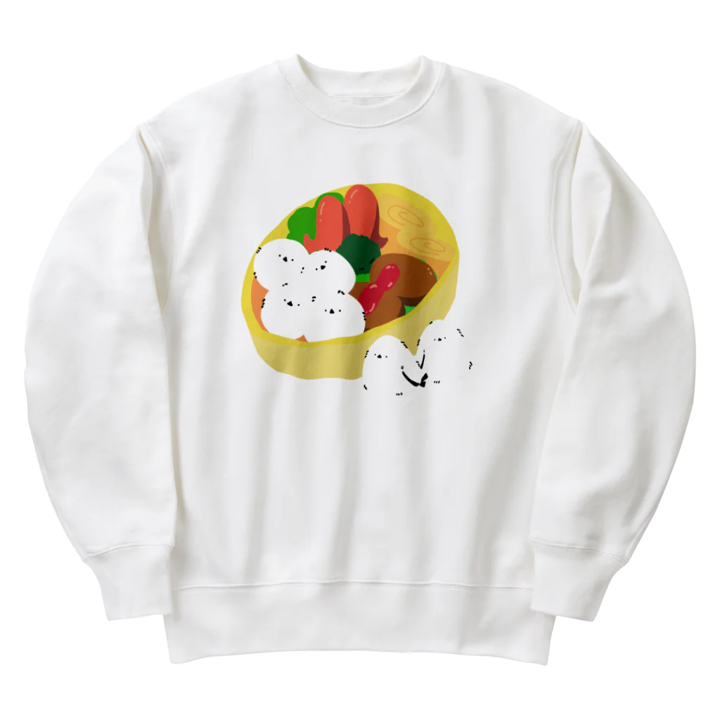 Kotetsu diary(SUZURI店)のシマエナガ×お弁当 Heavyweight Crew Neck Sweatshirt