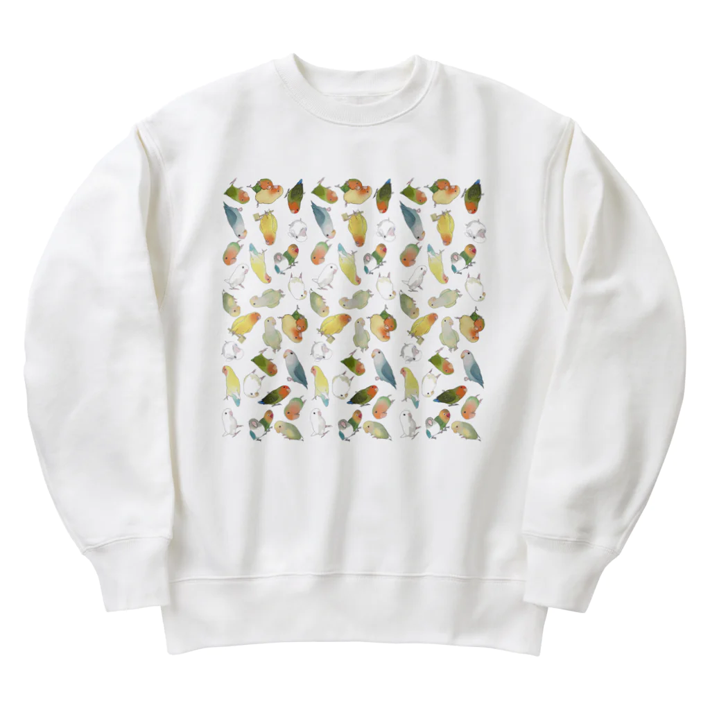 まめるりはことりのたっぷりラブバード（コザクラインコ・ボタンインコ）ちゃん【まめるりはことり】 Heavyweight Crew Neck Sweatshirt