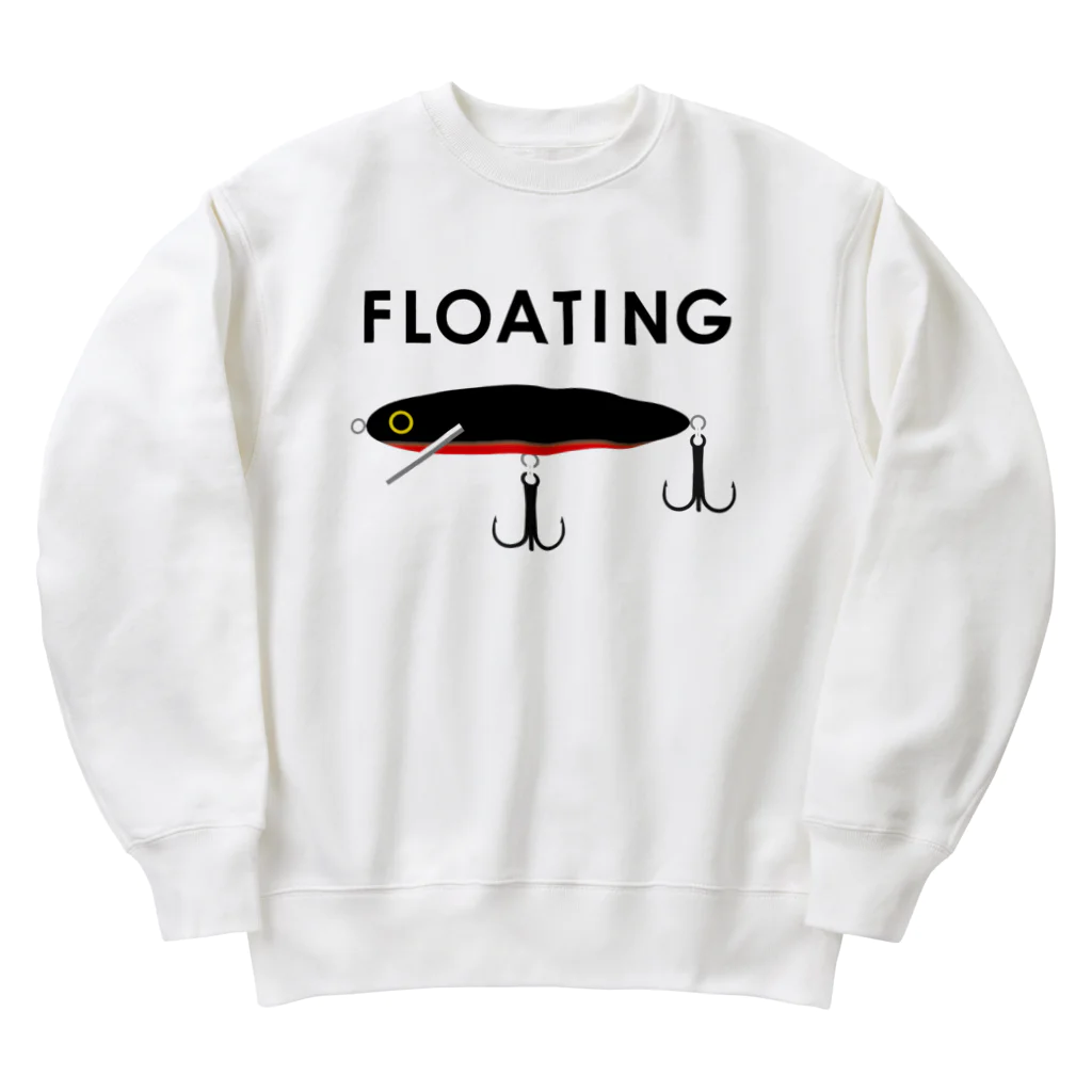 FISHING without FRIENDSのフローティングミノー / ブラック Heavyweight Crew Neck Sweatshirt