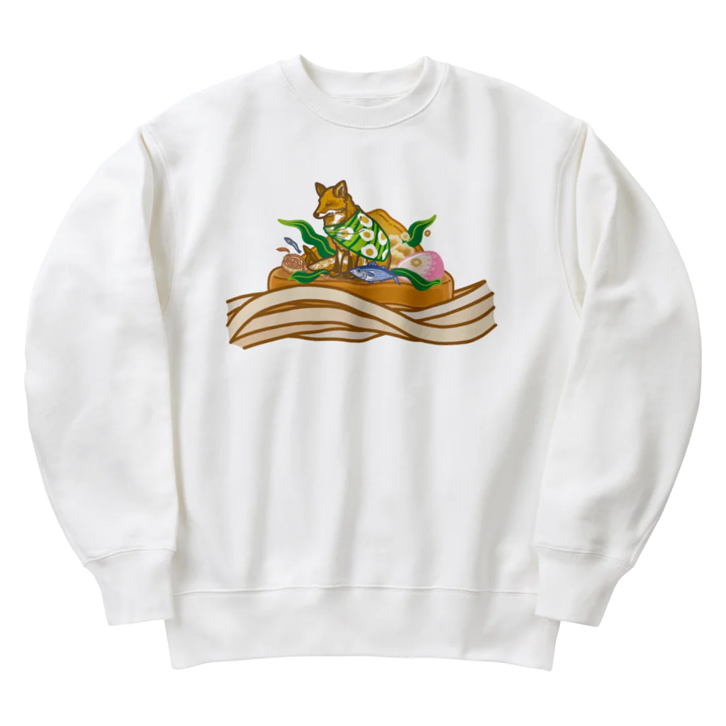 ハナドリカ SUZURI店のきつねうどん Heavyweight Crew Neck Sweatshirt