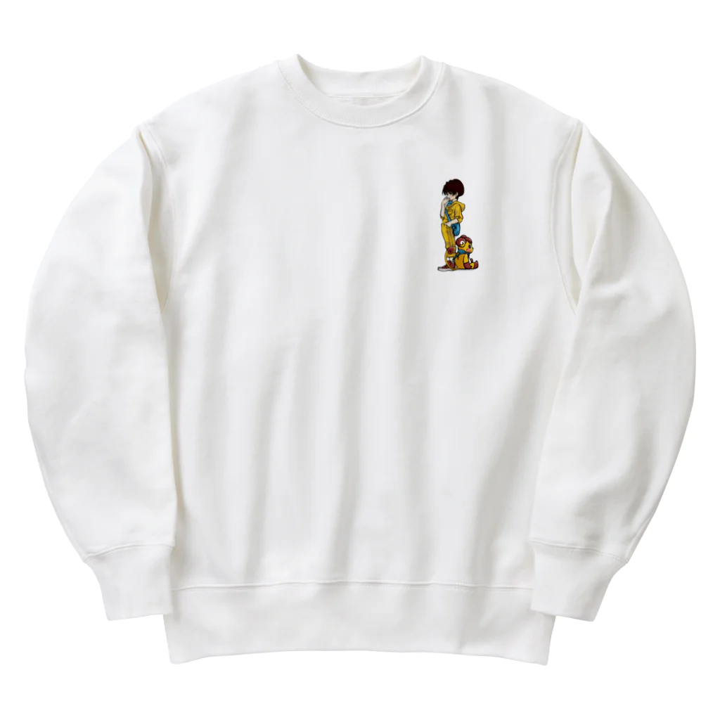 勇気を与えるつきのうた🌝のつきのうた着ぐるみと中の人 Heavyweight Crew Neck Sweatshirt