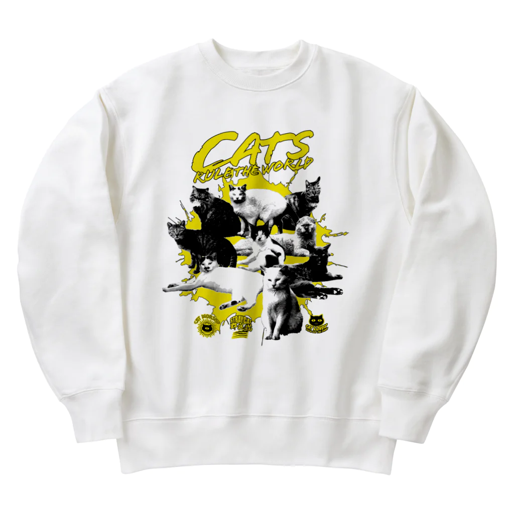 LONESOME TYPE ススの猫が世界を支配する（黄） Heavyweight Crew Neck Sweatshirt