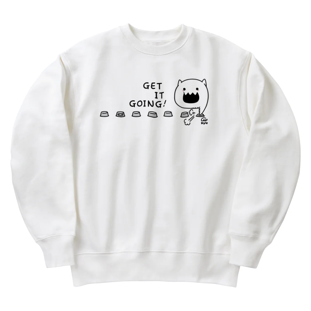 イラスト MONYAAT のやるきボタンB Heavyweight Crew Neck Sweatshirt