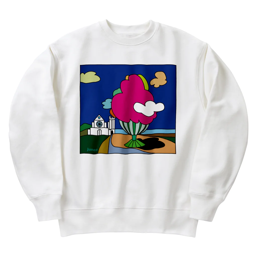 Blupiggの幸せの丘ピンクの木 Heavyweight Crew Neck Sweatshirt