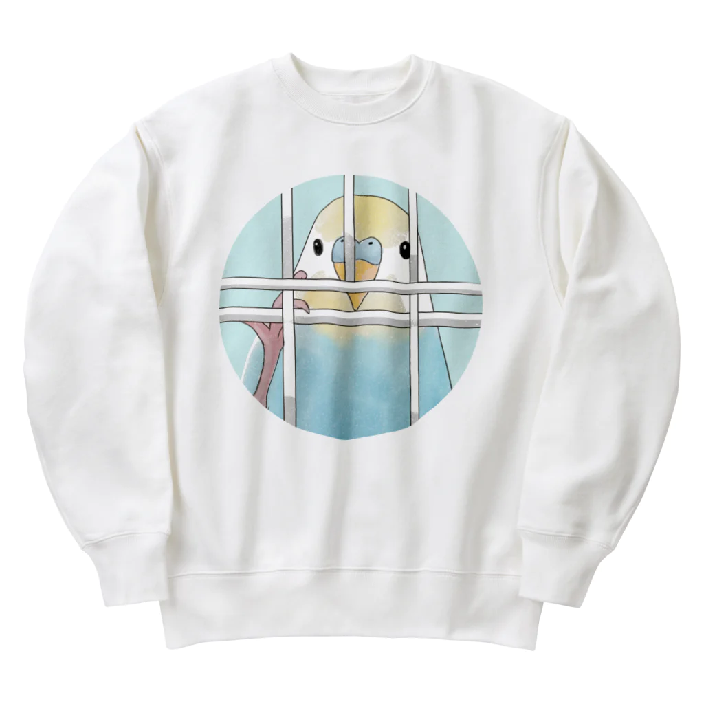 まめるりはことりの可愛いのぞき見セキセイインコちゃん【まめるりはことり】 Heavyweight Crew Neck Sweatshirt