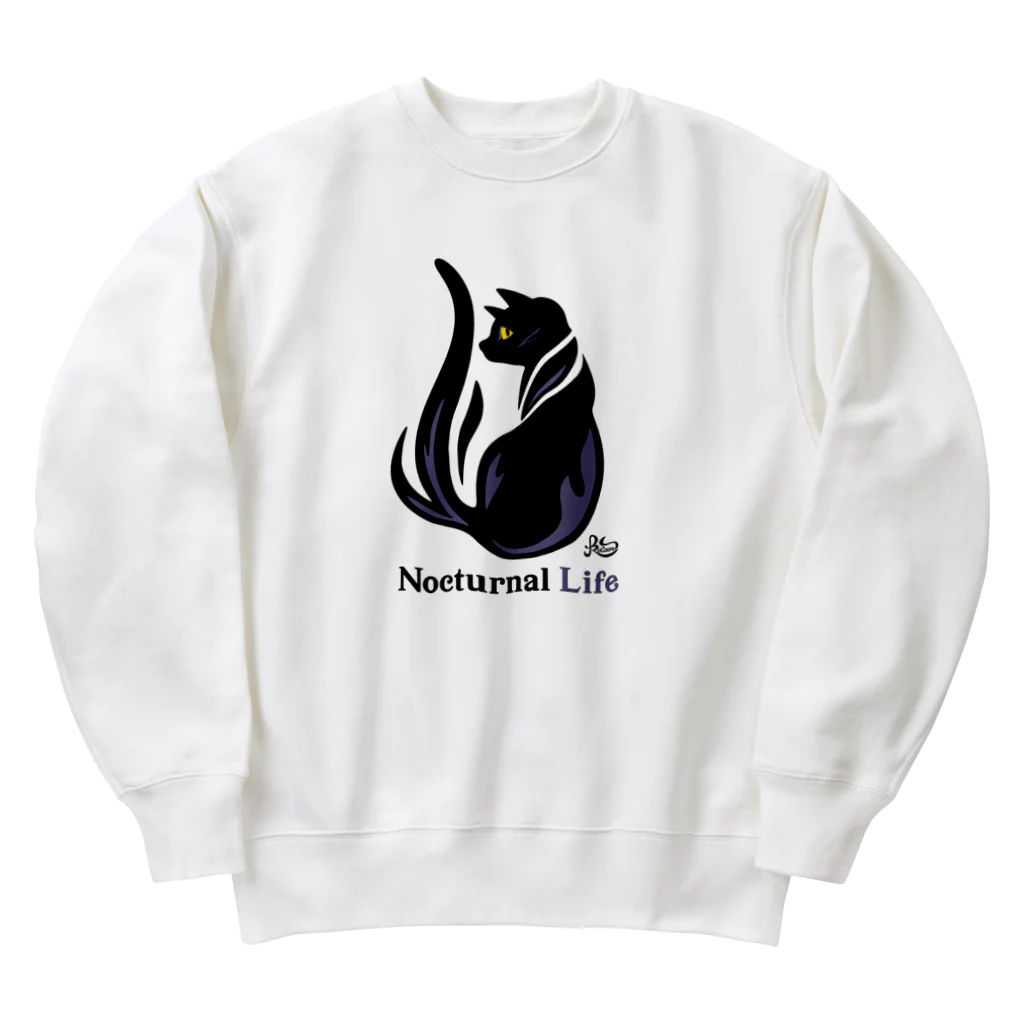 kocoon（コクーン）の夜型生活のネコ Heavyweight Crew Neck Sweatshirt