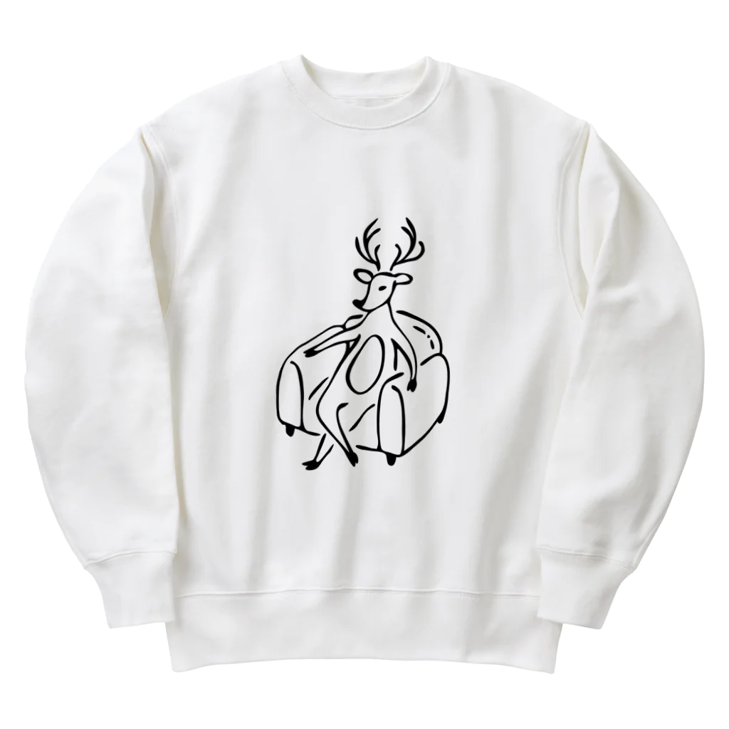 toss_toの鹿がソファに座る（線タイプ） Heavyweight Crew Neck Sweatshirt