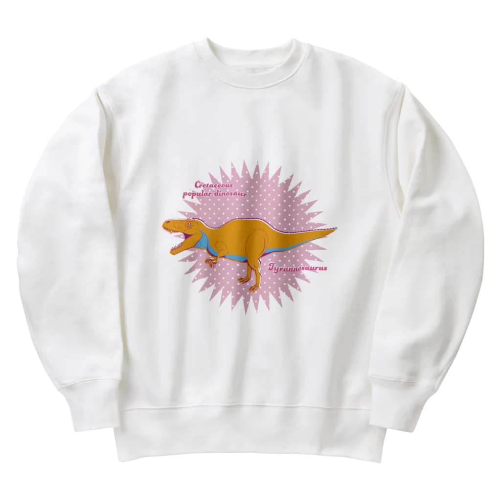 fumimicreativeの80年代風レトロポップな恐竜　ティラノサウルス Heavyweight Crew Neck Sweatshirt