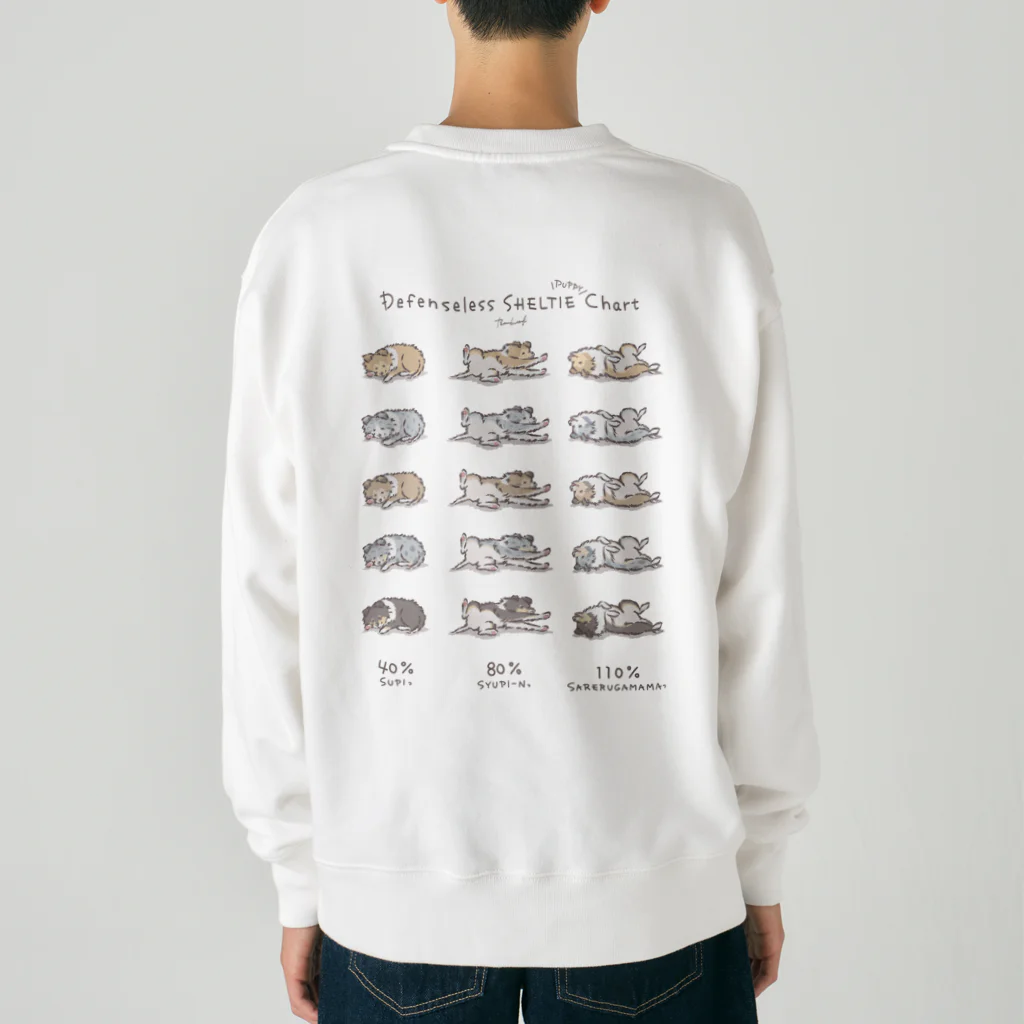 BowWoof Shopの【薄カラー】こいぬシェルティ無防備 Heavyweight Crew Neck Sweatshirt