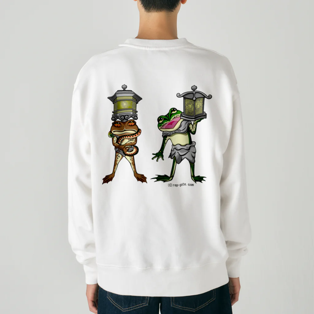 もむのふの爬虫類グッズやさんの龍燈鬼・天燈鬼コンビバックプリント Heavyweight Crew Neck Sweatshirt