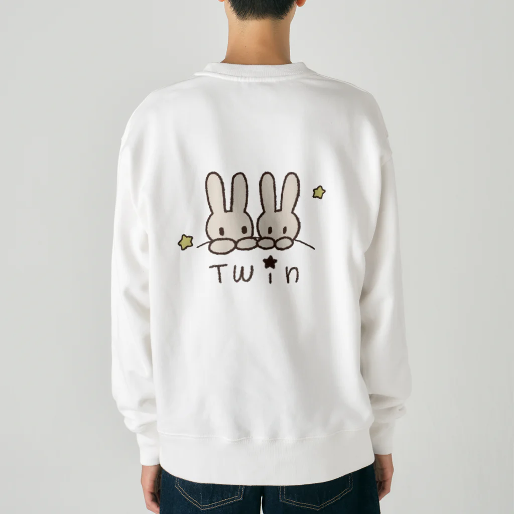 多胎児応援し隊の双子うさぎ Heavyweight Crew Neck Sweatshirt