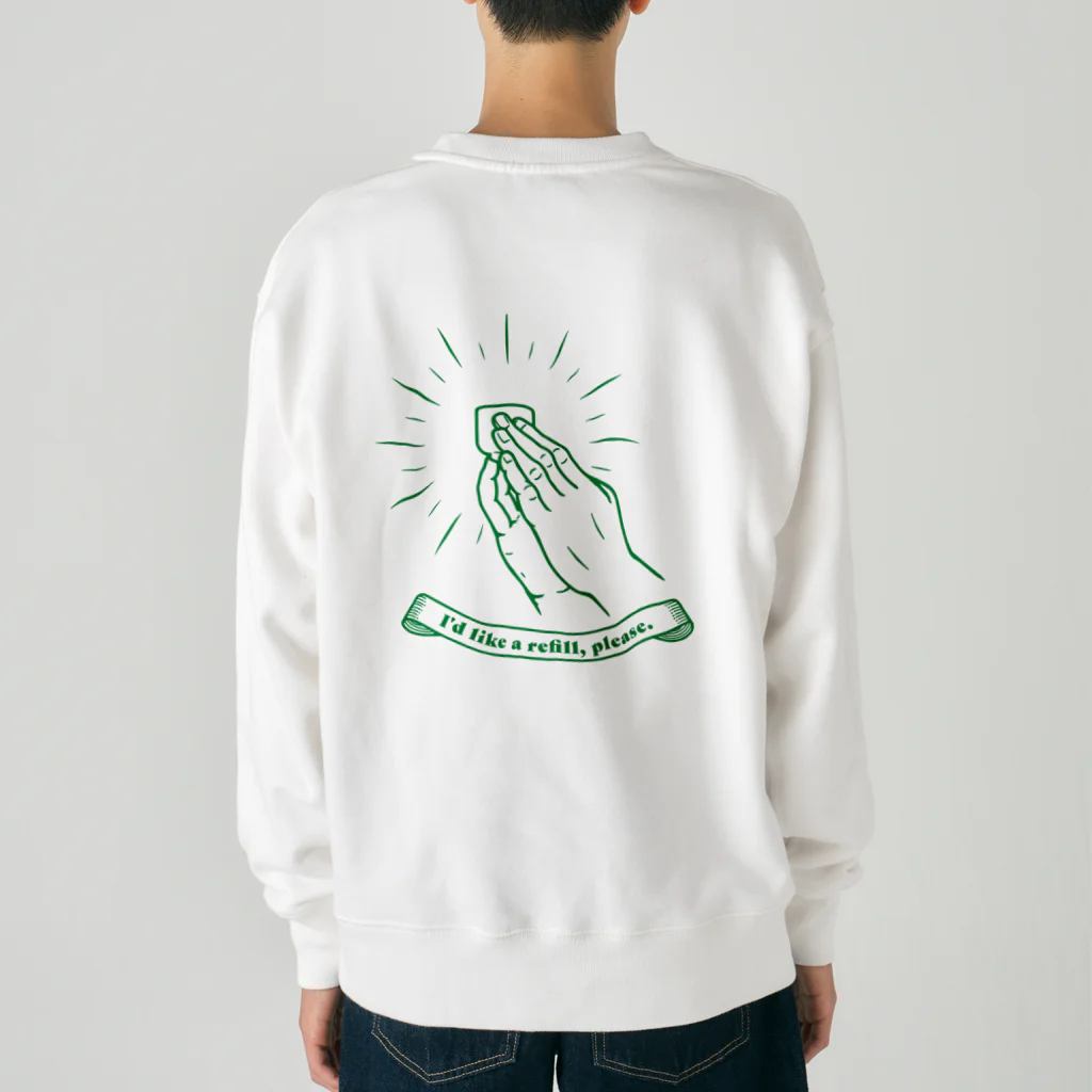 じゅんまい商店の日本酒おかわり（Green） Heavyweight Crew Neck Sweatshirt