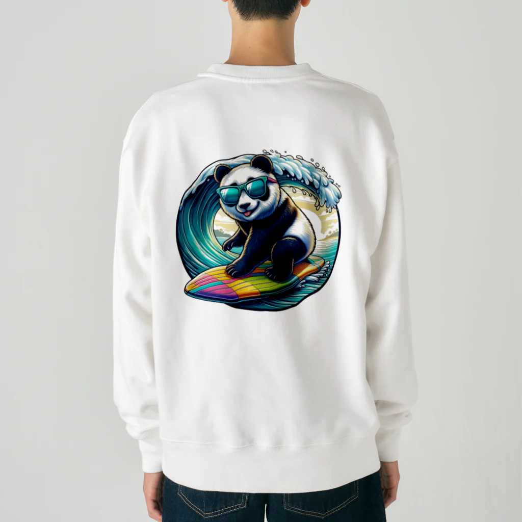 かいわれパンダの世界のBlue SHORELINE サーフパンダ Heavyweight Crew Neck Sweatshirt