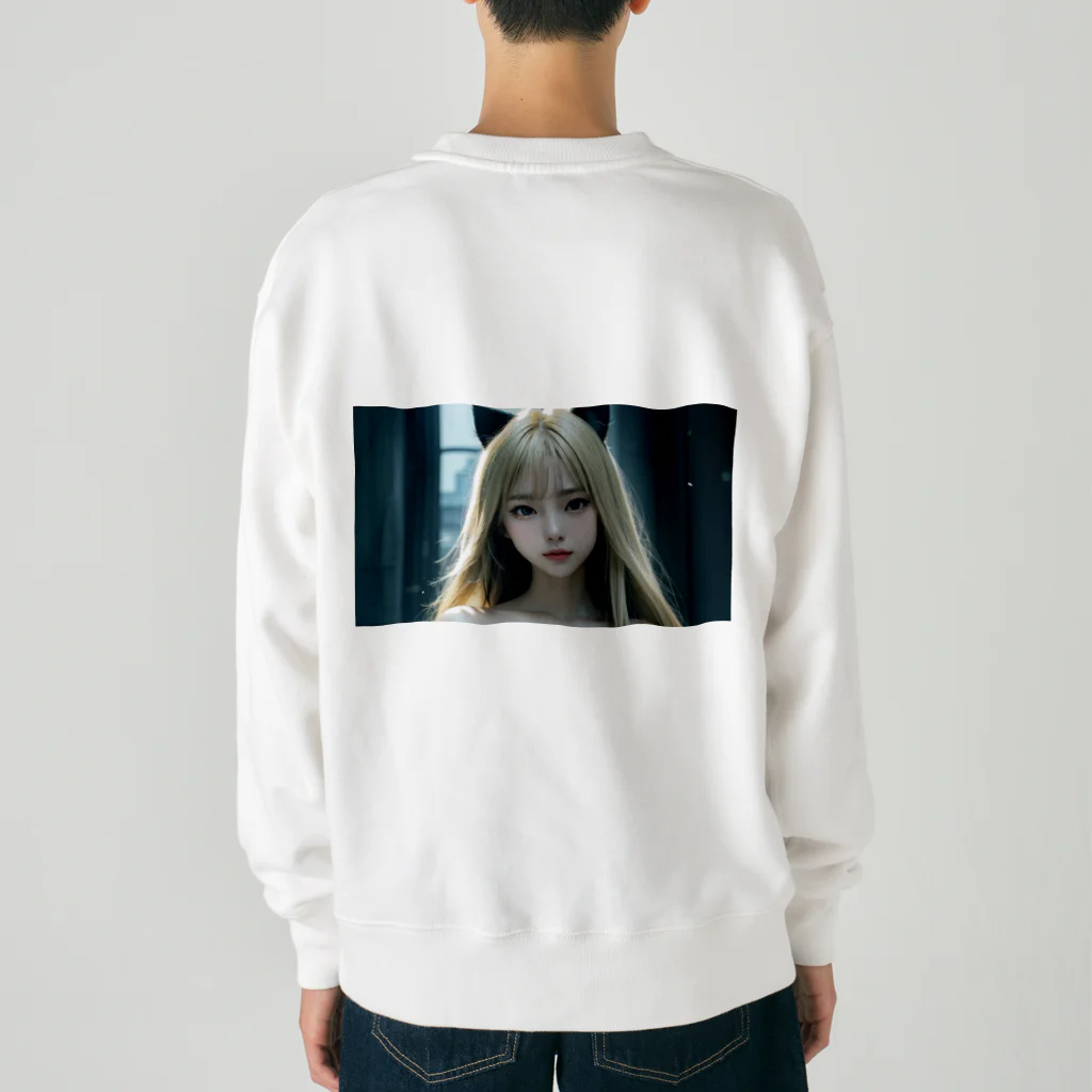 AI美女書架のAI美女猫　ララ Heavyweight Crew Neck Sweatshirt