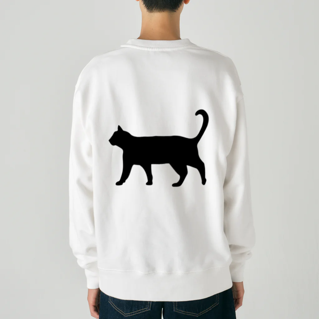 Teatime ティータイムの黒猫は見ていた　ねこ Heavyweight Crew Neck Sweatshirt