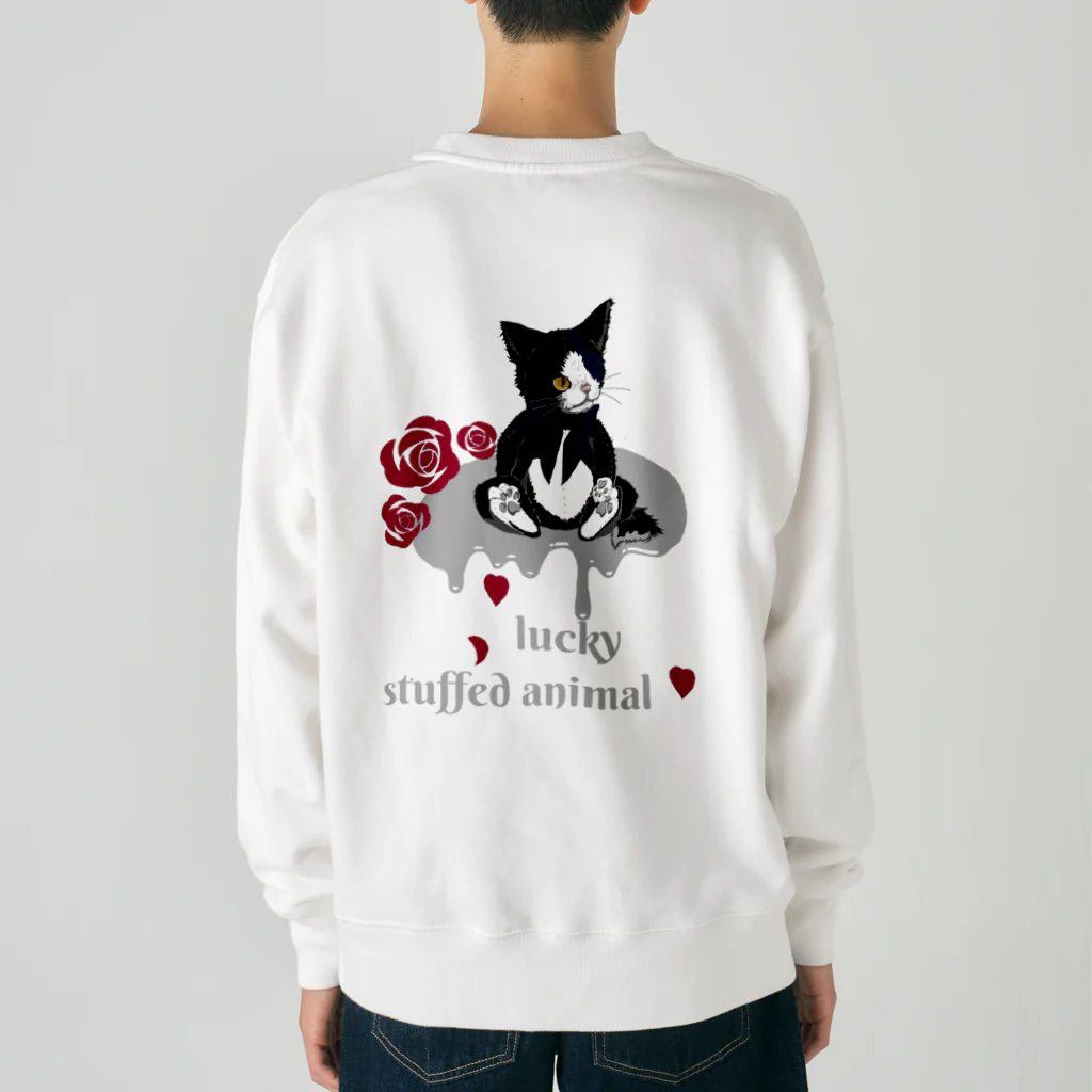 Jasmine工房のlucky stuffed animal   猫&赤薔薇 Heavyweight Crew Neck Sweatshirt