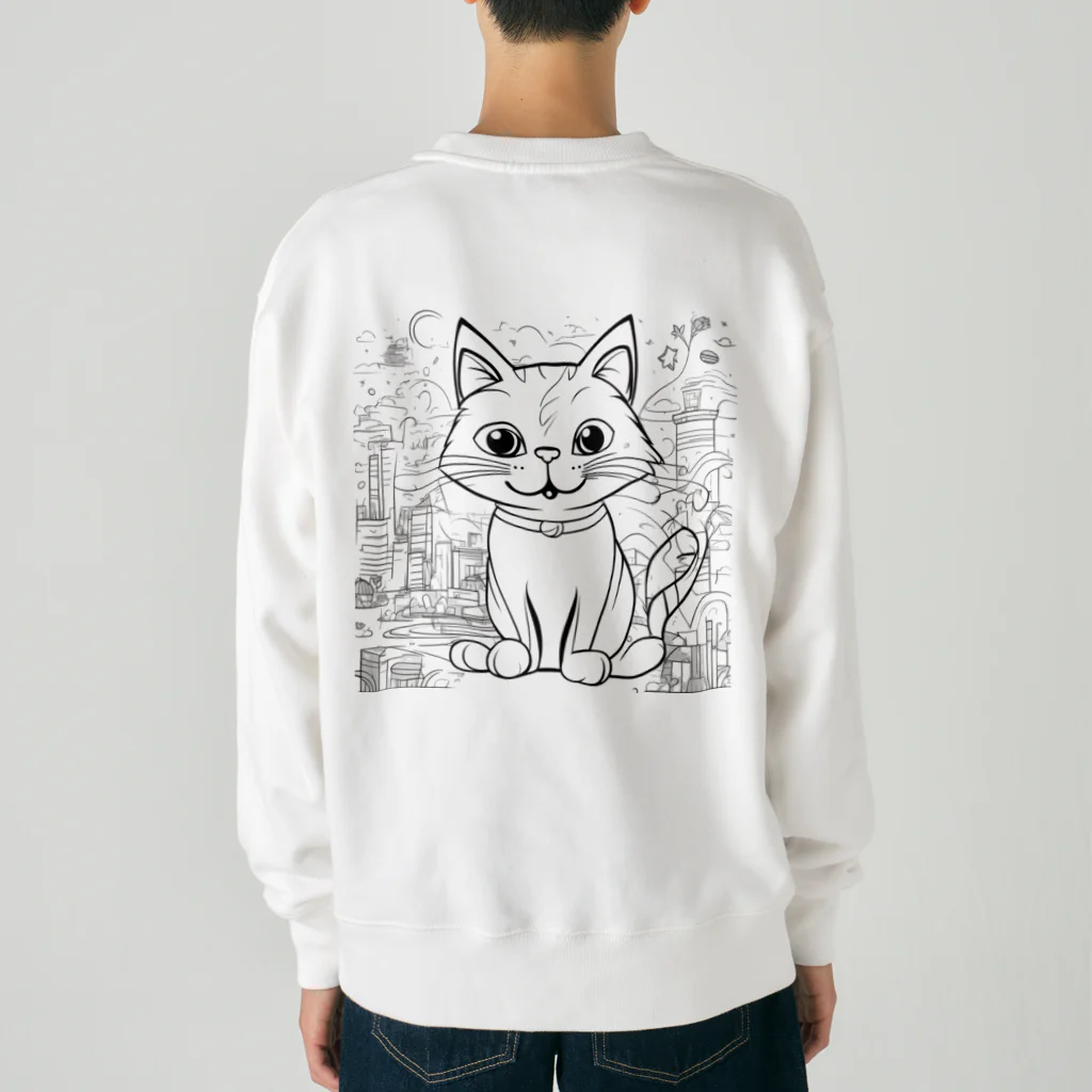 にゃんこーねこの白い猫 Heavyweight Crew Neck Sweatshirt