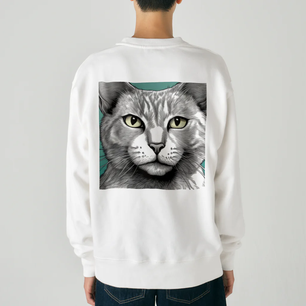 にゃんこーねこのドアップ猫 Heavyweight Crew Neck Sweatshirt