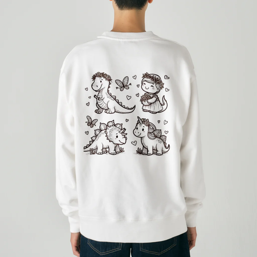 リトルスタイルズ　パパママ&子ども服の仲良し恐竜 Heavyweight Crew Neck Sweatshirt