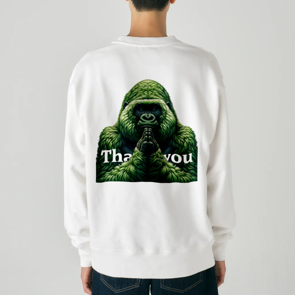 めめめものthank you緑ゴリラ Heavyweight Crew Neck Sweatshirt