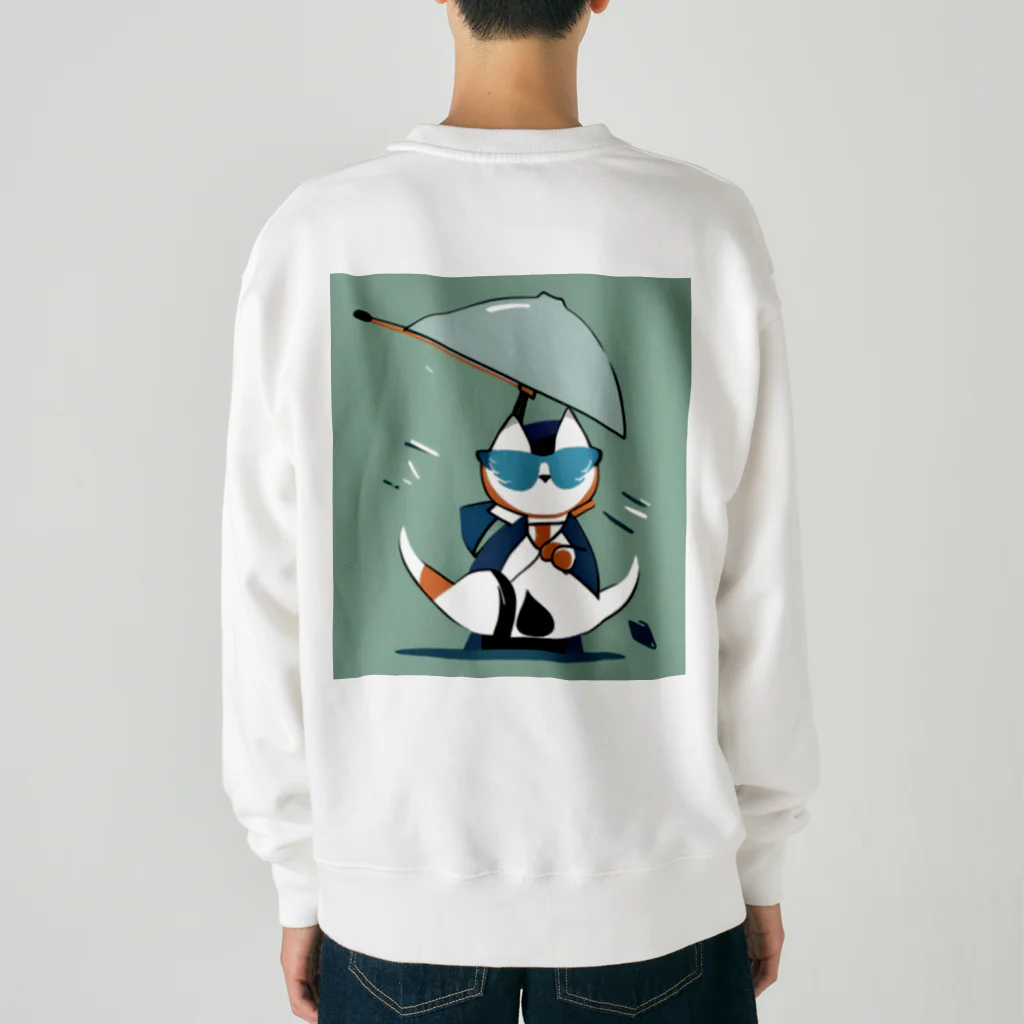 R_uru_の雨の日の猫 Heavyweight Crew Neck Sweatshirt