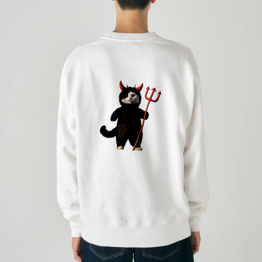 かわいい猫たちのかわいい天使の子猫と悪魔の子猫 Heavyweight Crew Neck Sweatshirt