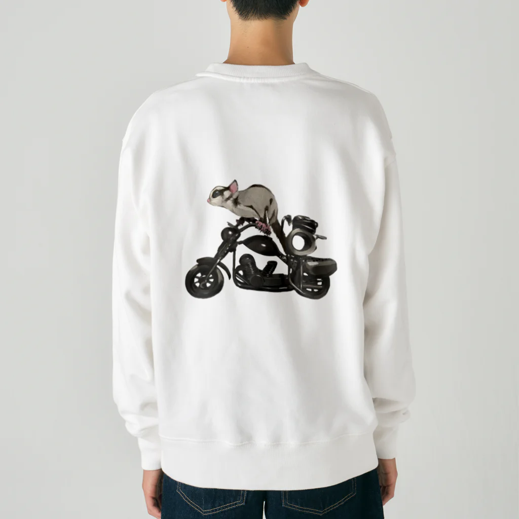 フクモモのモモンガ(バイクとカエル) Heavyweight Crew Neck Sweatshirt