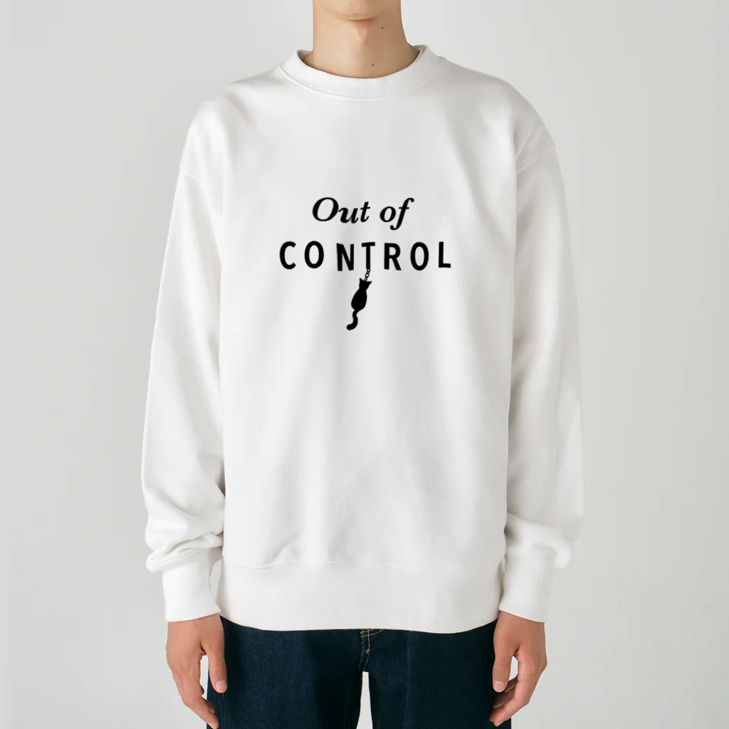 ネコグラシの制御不能の猫ちゃん（黒文字） Heavyweight Crew Neck Sweatshirt