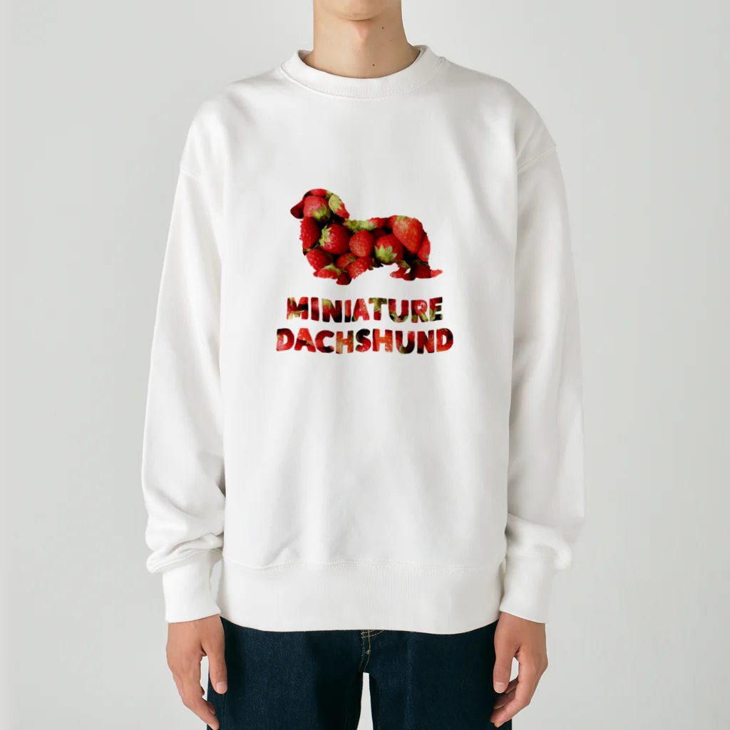 onehappinessのいちご　ミニチュアダックスフンド Heavyweight Crew Neck Sweatshirt