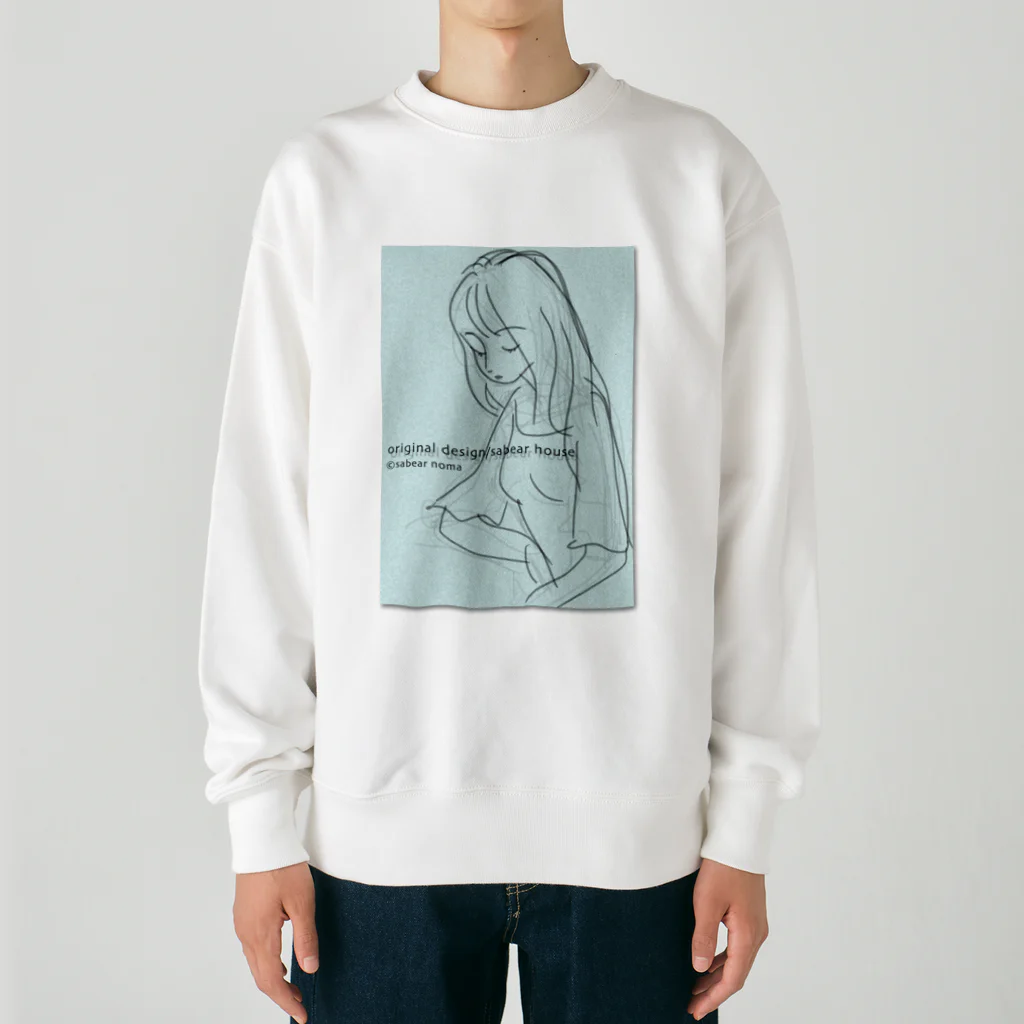 obosa_DENS/SABEAR_shop ＠SUZURIのrough drawing girl-1_ウェア Heavyweight Crew Neck Sweatshirt