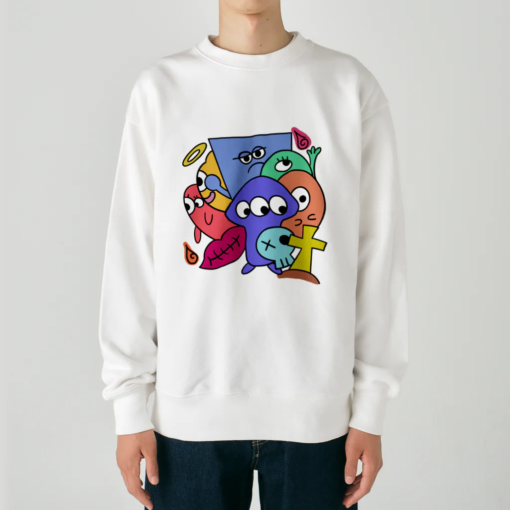 おはる屋さんのカラフルなおばけ達 Heavyweight Crew Neck Sweatshirt